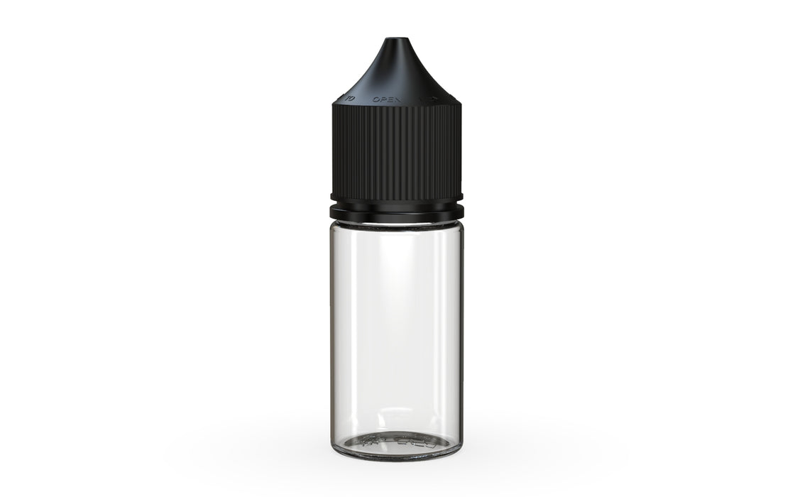 30ML Stubby V3 Clear Unicorn Bottle® With Black Cap by Chubby Gorilla