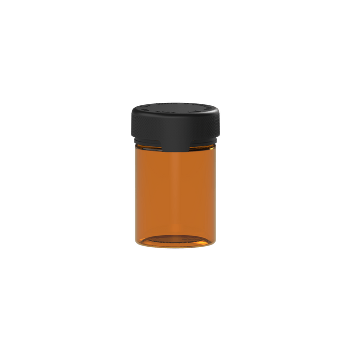 120CC/4FL.OZ/120ML Aviator CR - Container With Inner Seal & Tamper - Translucent Amber With Opaque Black Lid - Copackr.com