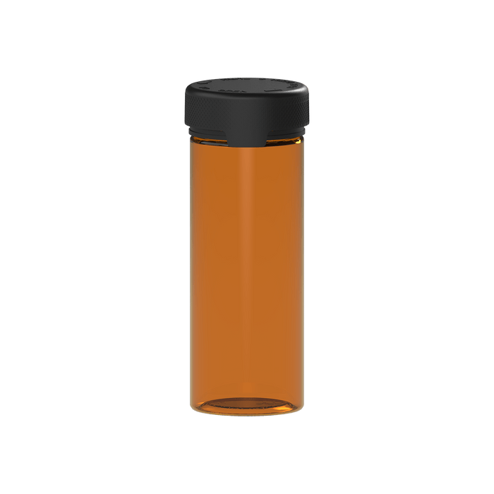 240CC/8FL.OZ/240ML Aviator CR - Container With Inner Seal & Tamper - Translucent Amber With Opaque Black Lid - Copackr.com