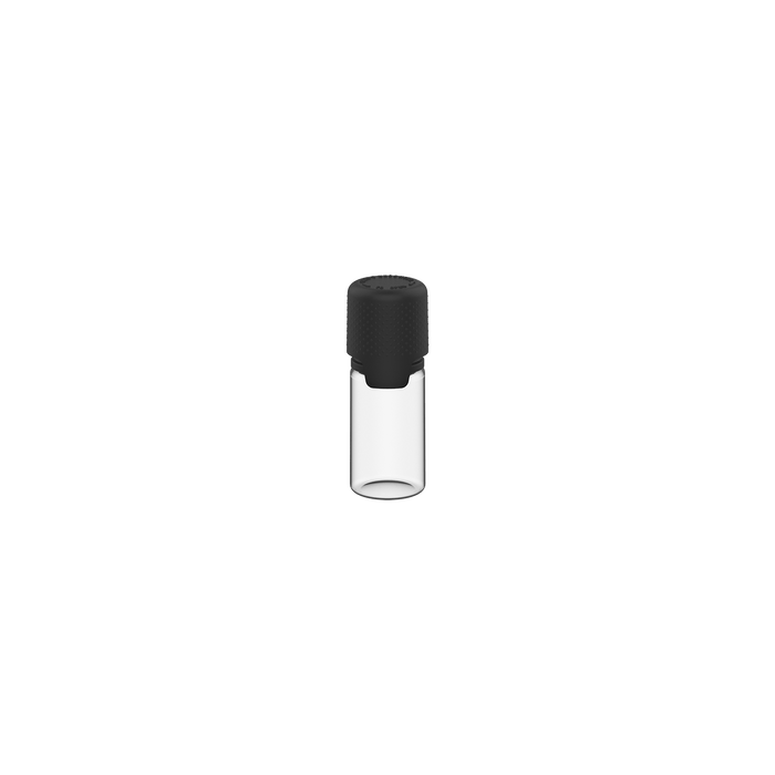 Aviator 10ML Bottle With Inner Seal & Tamper Evident Breakoff Band - Clear Natural Bottle / Opaque Black Cap - Copackr.com