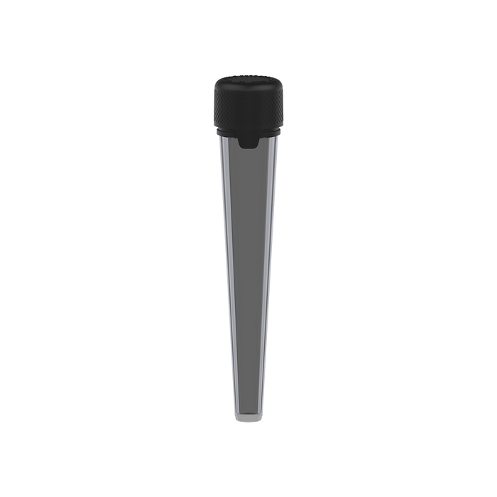 AVIATOR CR - TUBE 113MM WITH INNER SEAL & TAMPER - TRANSLUCENT BLACK WITH OPAQUE BLACK LID - Copackr.com