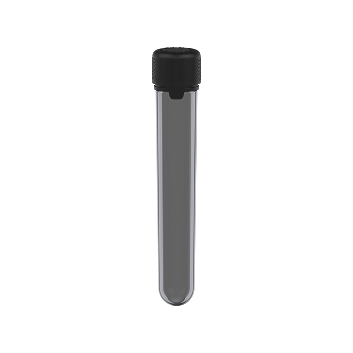 AVIATOR CR - TUBE 120MM WITH INNER SEAL & TAMPER - TRANSLUCENT BLACK WITH OPAQUE BLACK LID - Copackr.com