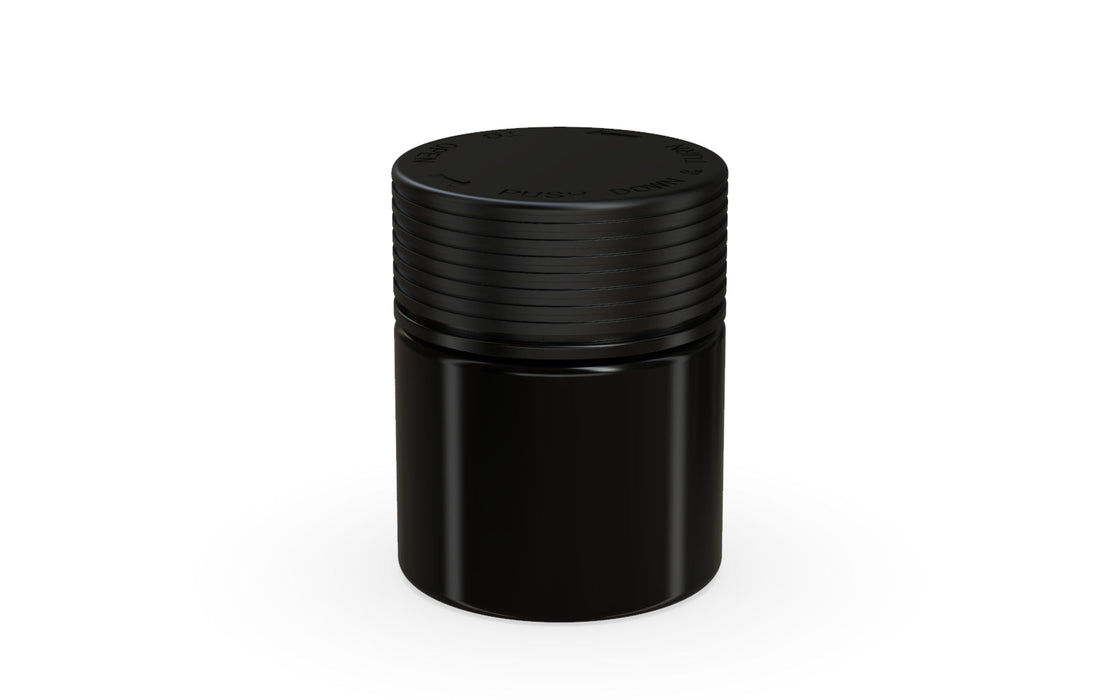 90CC/3FL.OZ Spiral CR - Container with Inner Seal &amp; Tamper - Opaque Black With Opaque Black Lid