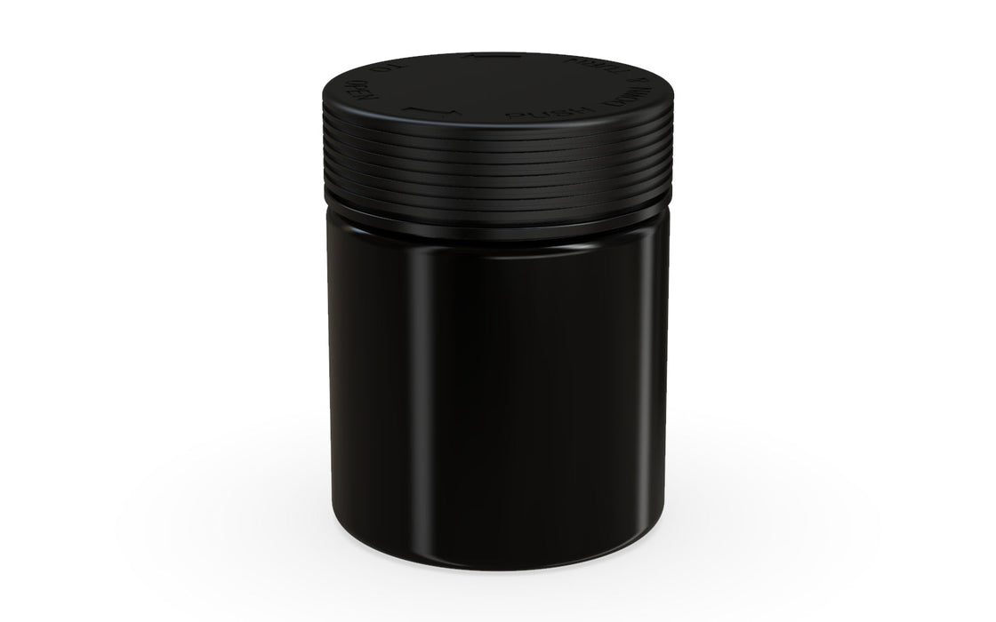 550CC/18.5FL.OZ Spiral CR - XL Container With Inner Seal &amp; Tamper - Opaque Black With Opaque Black Lid