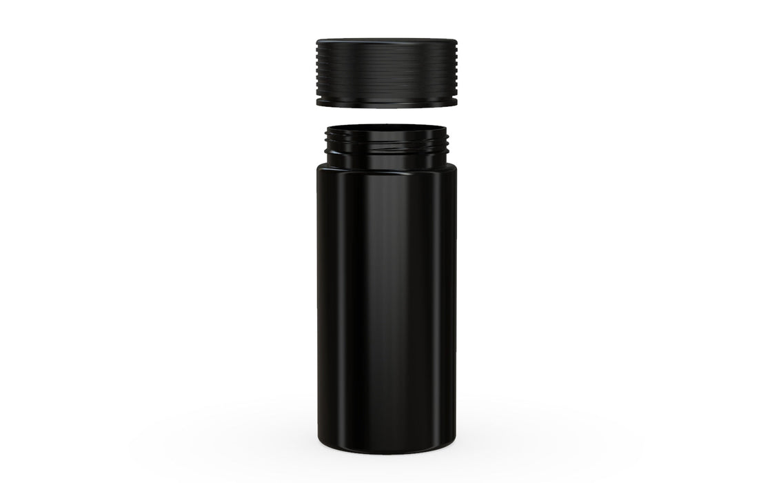 240CC/8FL.OZ Spiral CR - Container With Inner Seal & Tamper - Opaque Black With Opaque Black Lid