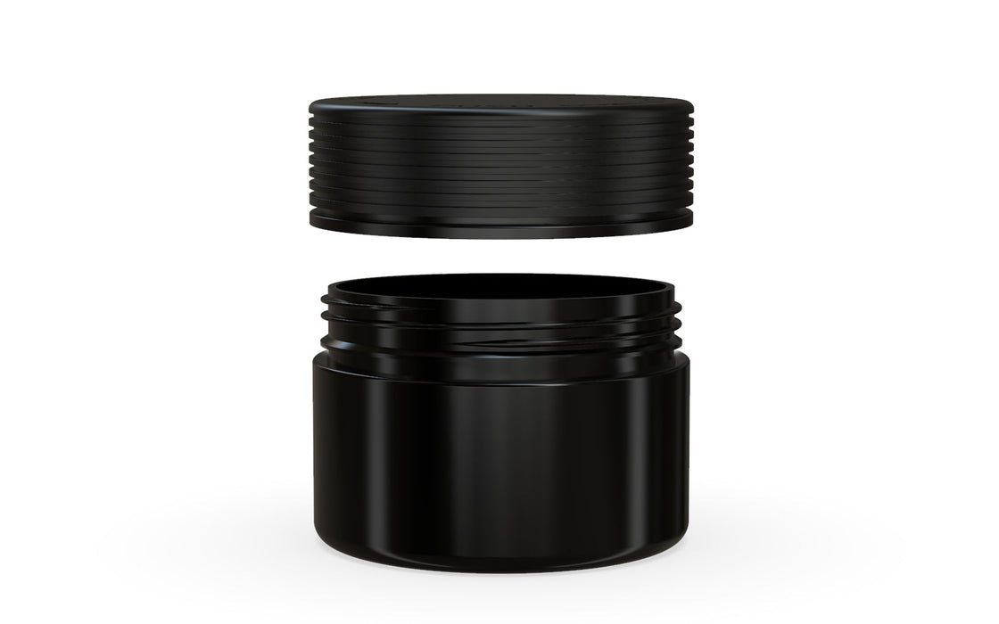 220CC/7.5FL.OZ Spiral CR - XL Container With Inner Seal &amp; Tamper - Opaque Black With Opaque Black Lid