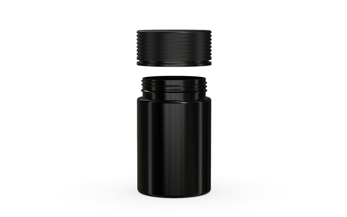 150CC/5OZ Spiral CR - Container With Inner Seal & Tamper - Opaque Black With Opaque Black Lid