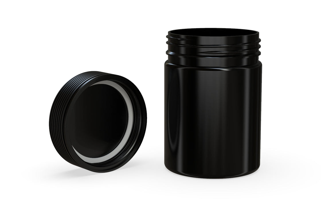 650CC/21.5FL.OZ Spiral CR - XL Container With Inner Seal &amp; Tamper - Αδιαφανές μαύρο δοχείο με αδιαφανές μαύρο καπάκι