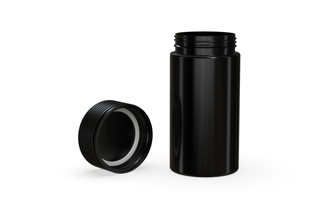 180CC/6FL.OZ Spiral CR - Container With Inner Seal &amp; Tamper - Opaque Black With Opaque Black Lid