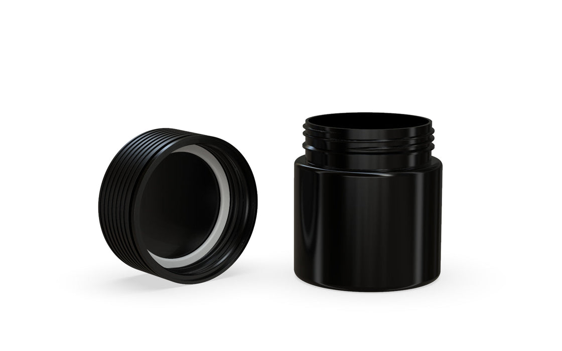 90CC/3FL.OZ Spiral CR - Container with Inner Seal &amp; Tamper - Opaque Black With Opaque Black Lid