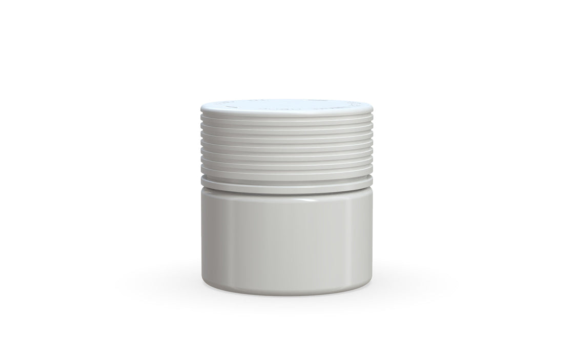 60CC/2FL.OZ Spiral CR - Container With Inner Seal & Tamper - Opaque White With Opaque White Lid