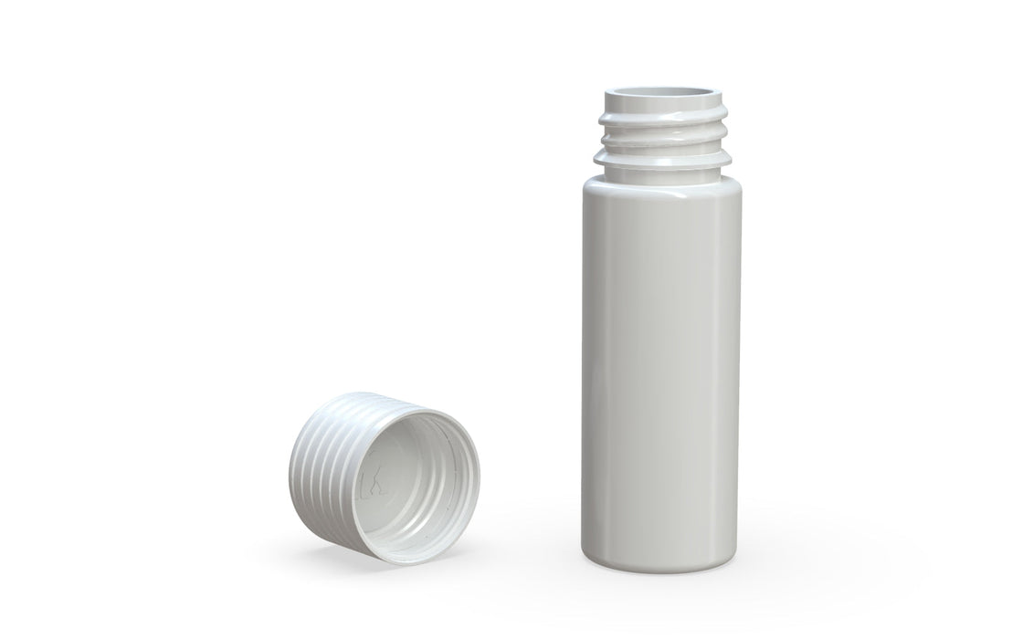 Spiral CR - Tube 65mm with Inner Seal & Tamper - Opaque White with Opaque White Lid