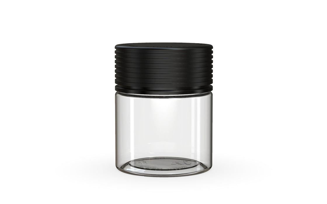 90CC/3FL.OZ Spiral CR - Container with Inner Seal &amp; Tamper - Clear Natural With Opaque Black Lid