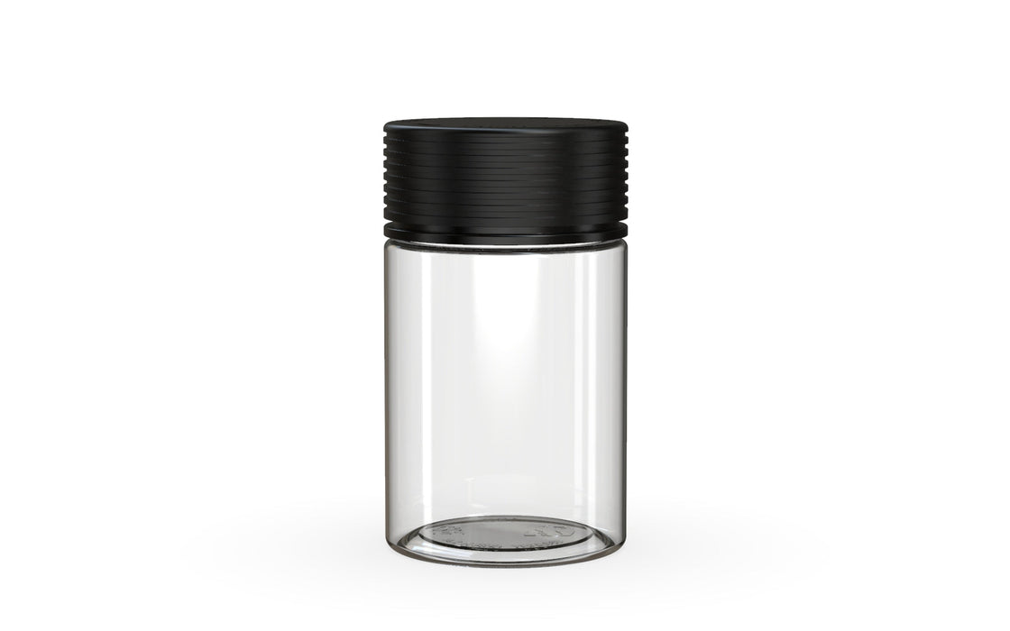 150CC/5OZ Spiral CR - Container with Inner Seal &amp; Tamper - Clear Natural με αδιαφανές μαύρο καπάκι
