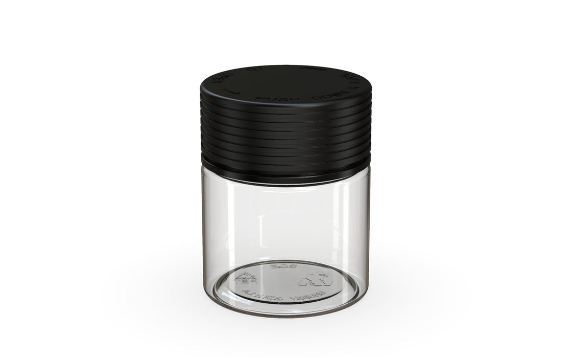 90CC/3FL.OZ Spiral CR - Container with Inner Seal &amp; Tamper - Clear Natural With Opaque Black Lid