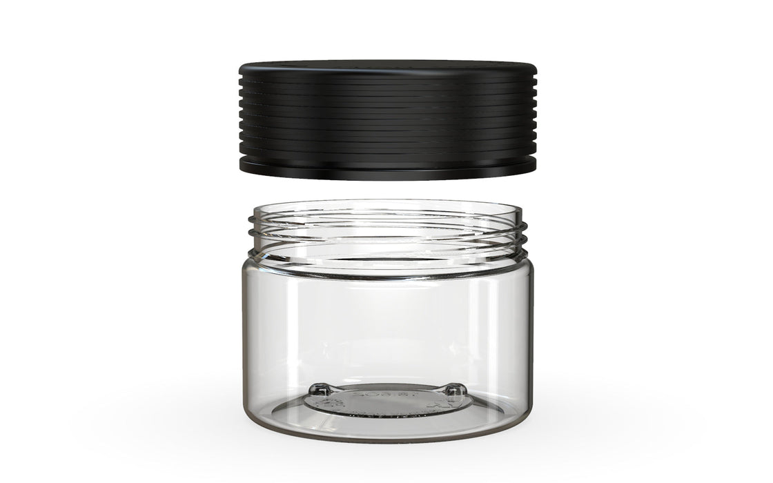300CC/10FL.OZ Spiral CR - XL Container With Inner Seal &amp; Tamper - Clear Natural With Opaque Black Lid