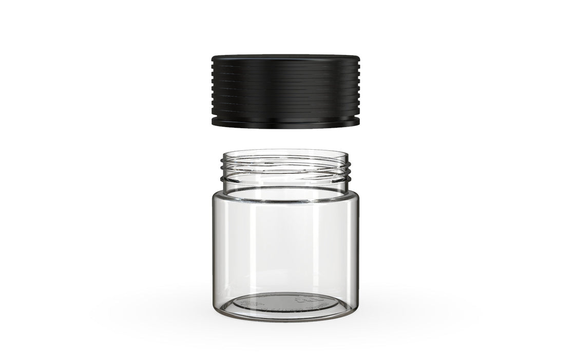 90CC/3FL.OZ Spiral CR - Container With Inner Seal & Tamper - Clear Natural With Opaque Black Lid