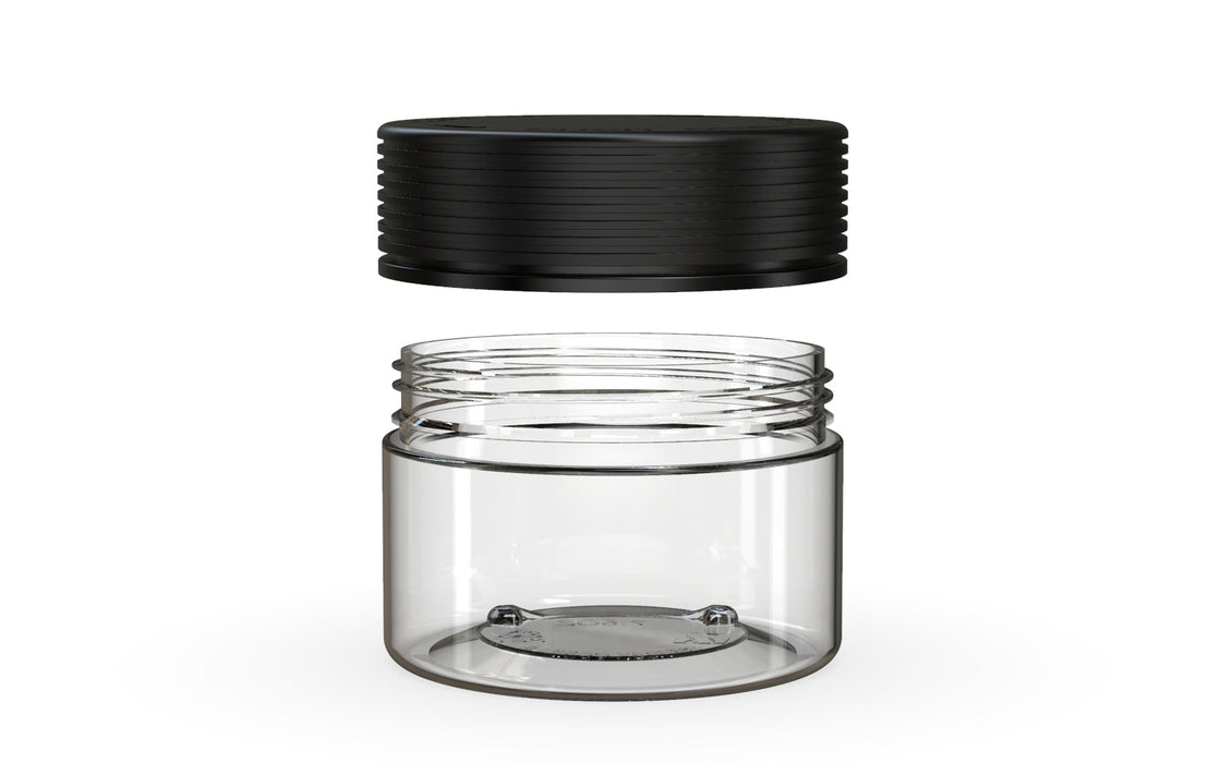 220CC/7.5FL.OZ Spiral CR - XL Container With Inner Seal &amp; Tamper - Clear Natural With Opaque Black Lid