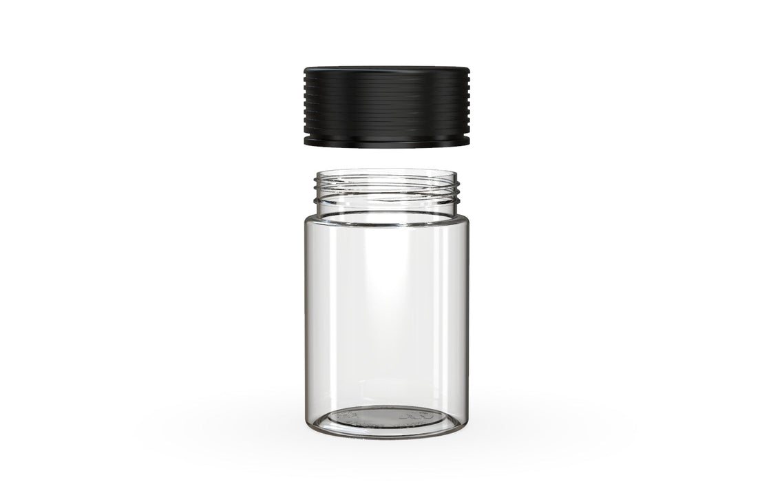 150CC/5OZ Spiral CR - Container With Inner Seal & Tamper - Clear Natural With Opaque Black Lid