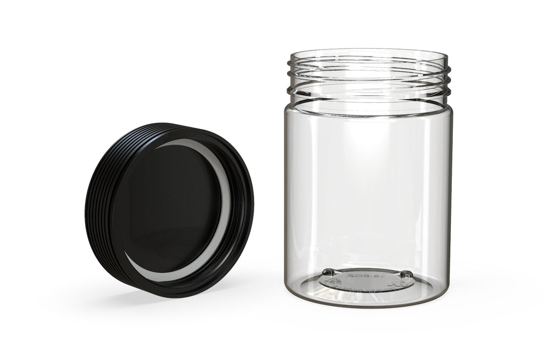 650CC/21.5FL.OZ Spiral CR - XL Container With Inner Seal &amp; Tamper - Clear Natural With Opaque Black Lid