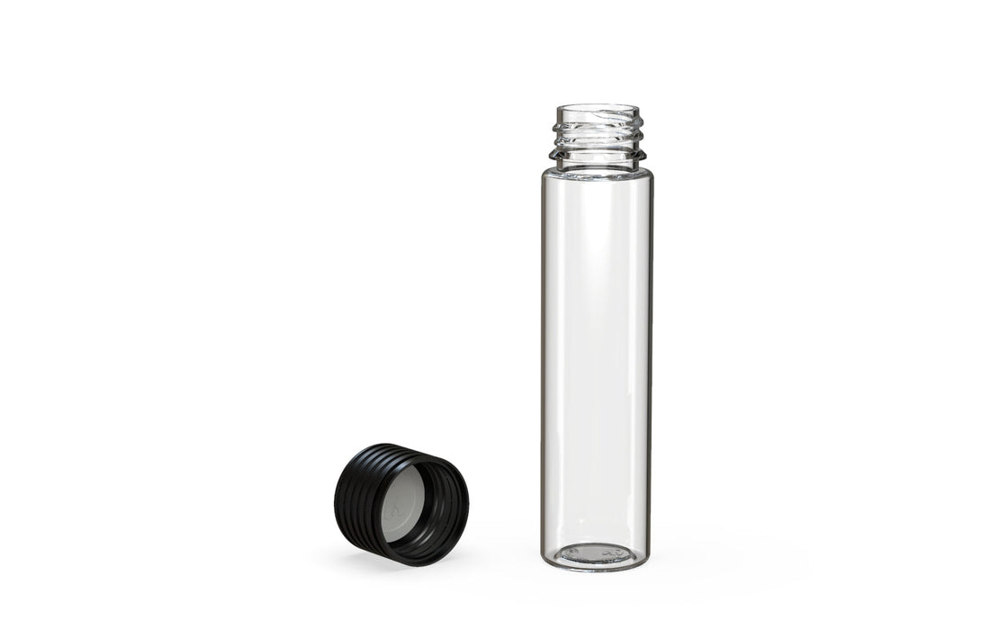 Spiral CR - Tube 95mm with Inner Seal & Tamper - Clear Natural (Transparent) with Opaque Black Lid