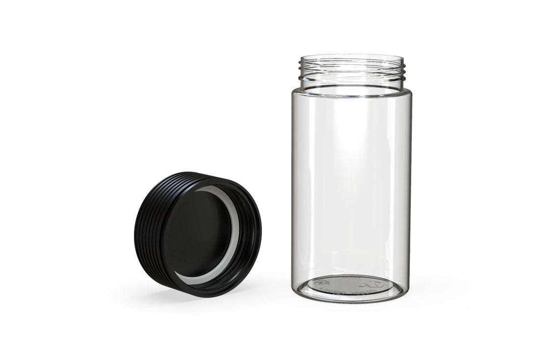 180CC/6FL.OZ Spiral CR - Container - Clear Natural με αδιαφανές μαύρο καπάκι