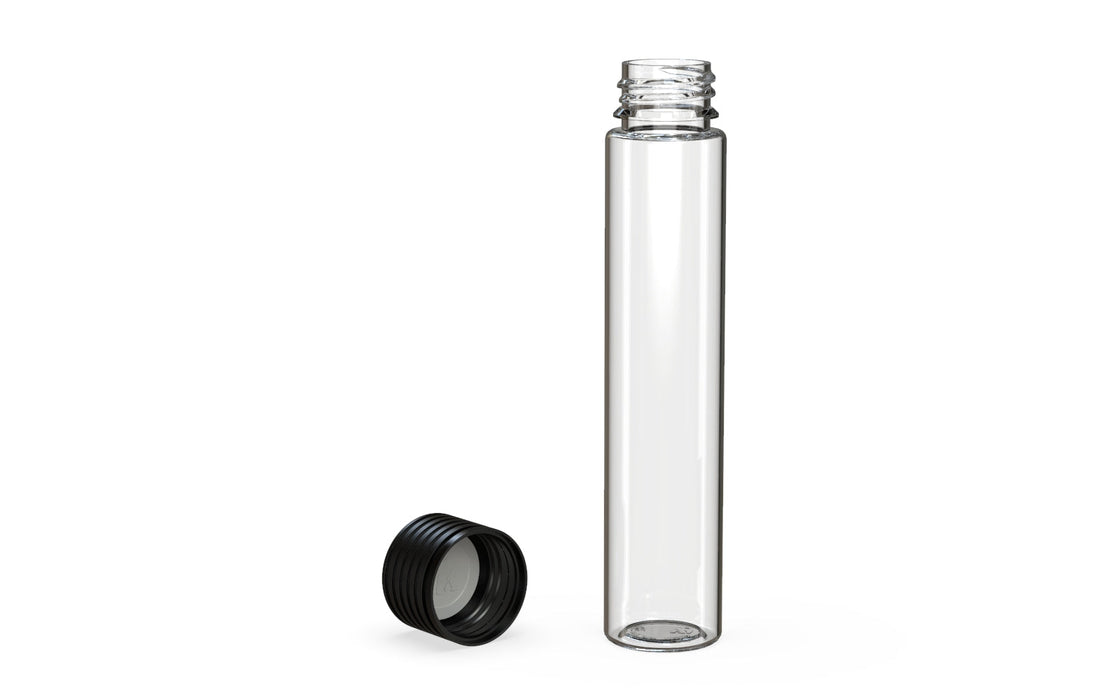 Spiral CR - Tube 115mm with Inner Seal & Tamper - Clear Natural (Transparent) with Opaque Black Lid