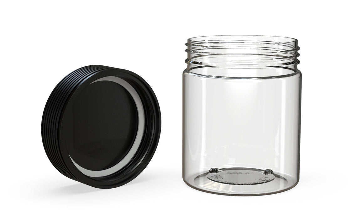 550CC/18.5FL.OZ Spiral CR - XL Container With Inner Seal &amp; Tamper - Clear Natural With Opaque Black Lid