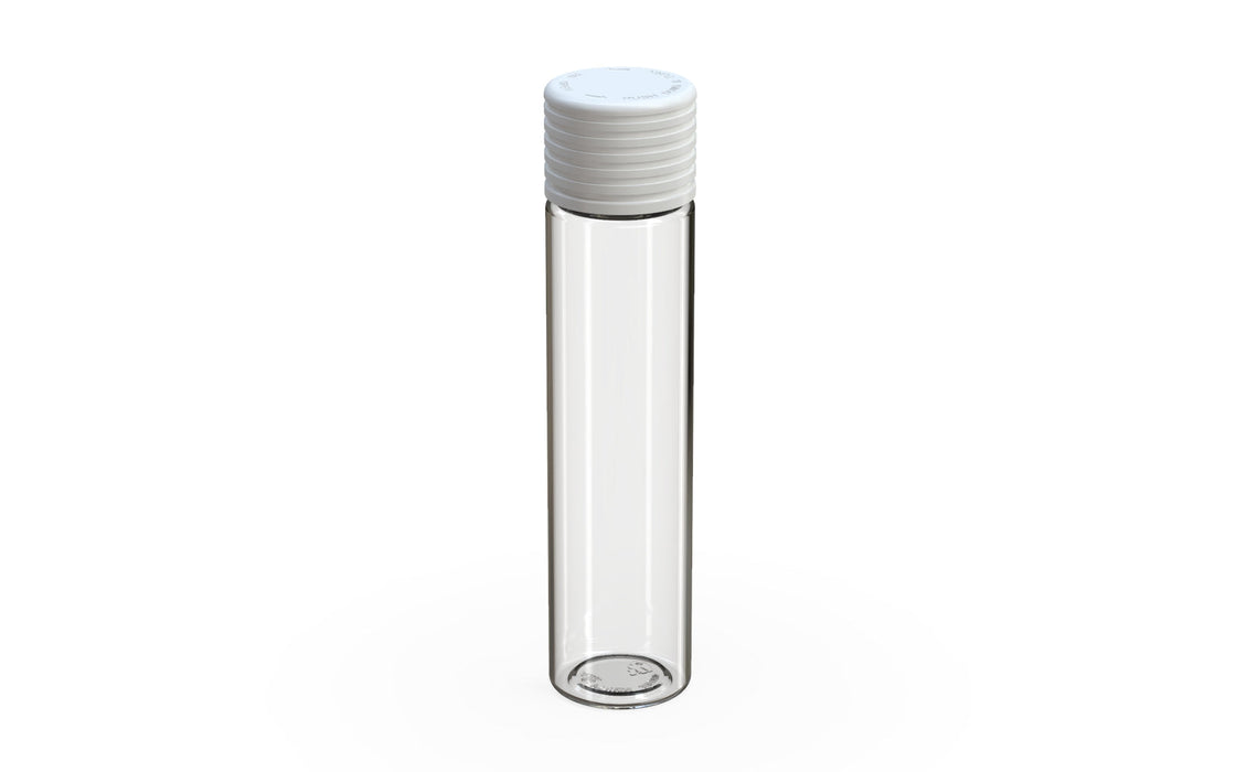 Spiral CR - Tube 95mm with Inner Seal & Tamper - Clear Natural (Transparent) with Opaque White Lid