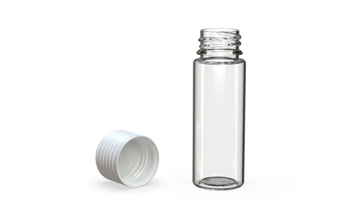 Spiral CR - Tube 65mm with Inner Seal & Tamper - Clear Natural (Transparent) with Opaque White Lid