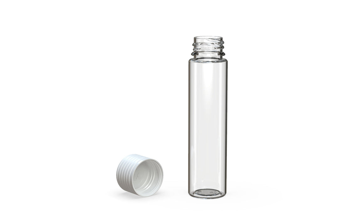 Spiral CR - Tube 95mm with Inner Seal & Tamper - Clear Natural (Transparent) with Opaque White Lid