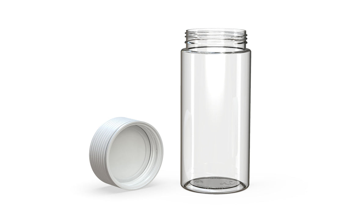 240CC/8FL.OZ Spiral CR - Container With Inner Seal & Tamper - Clear Natural With Opaque White Lid