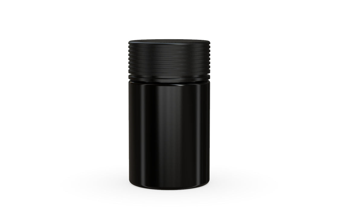 150CC/5OZ Spiral CR - Container with Inner Seal &amp; Tamper - Opaque Black With Opaque Black Lid